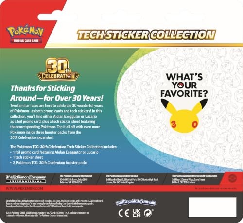 Pokémon 30th Celebration Tech Sticker Collection