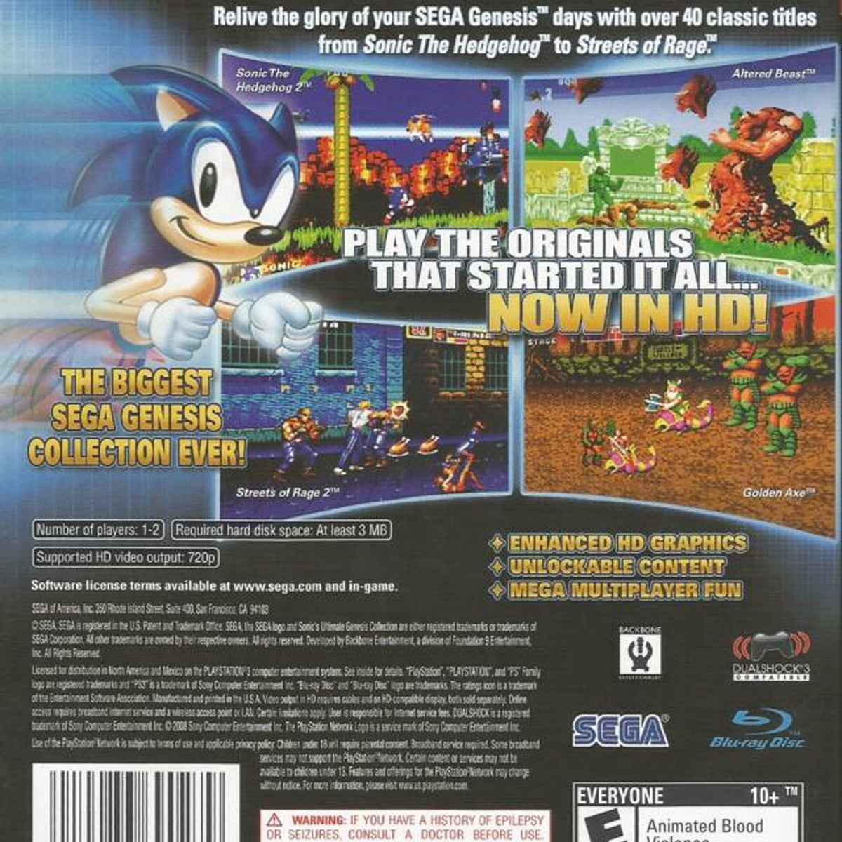 SEGA Sonic's Ultimate Genesis Collection - Playstation 3