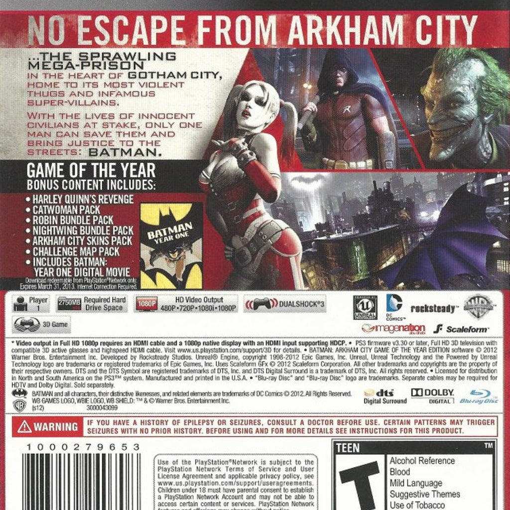 Warner Brothers Batman Arkham City GOTY PlayStation 3