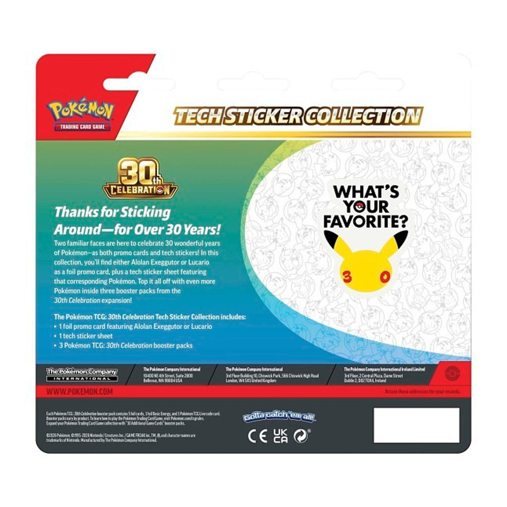 Pokémon 30th Celebration Tech Sticker Collection