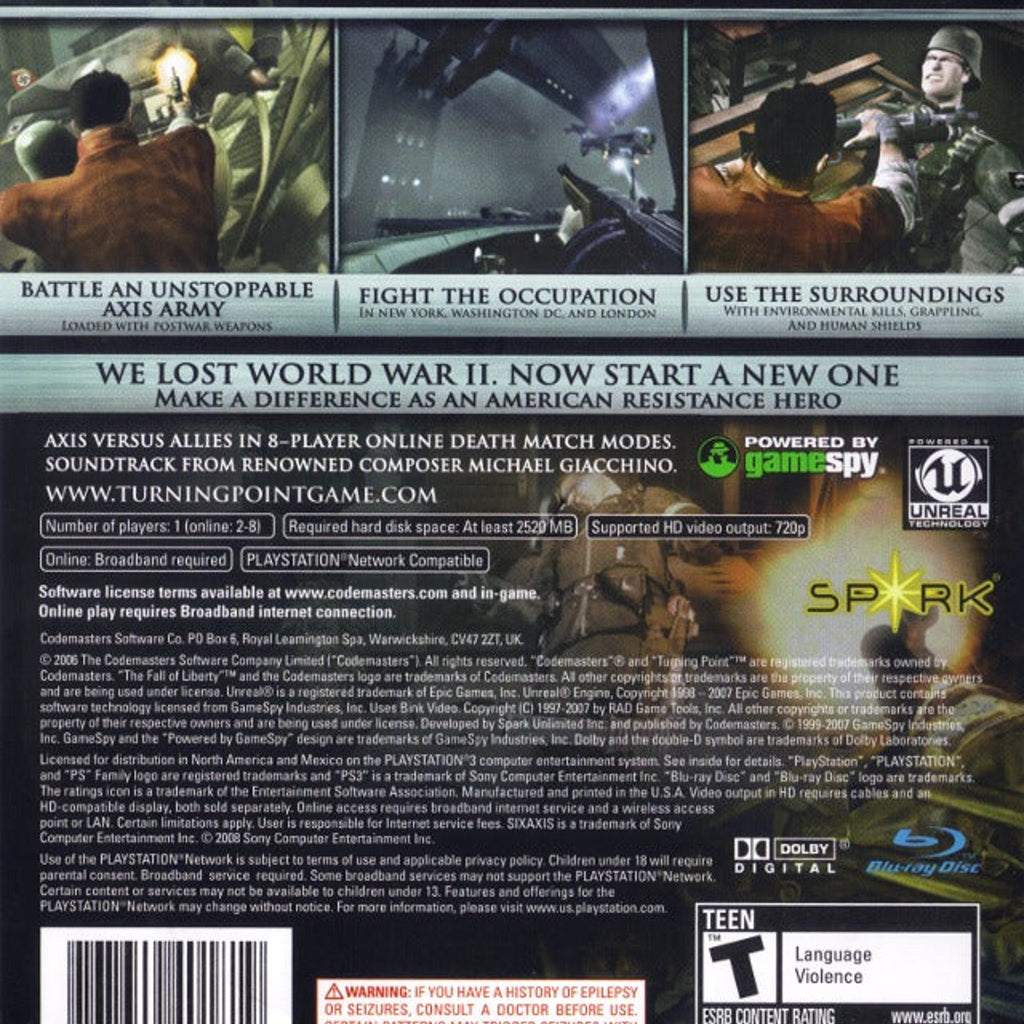 Codemasters Turning Point: Fall of Liberty, Pre-Owned